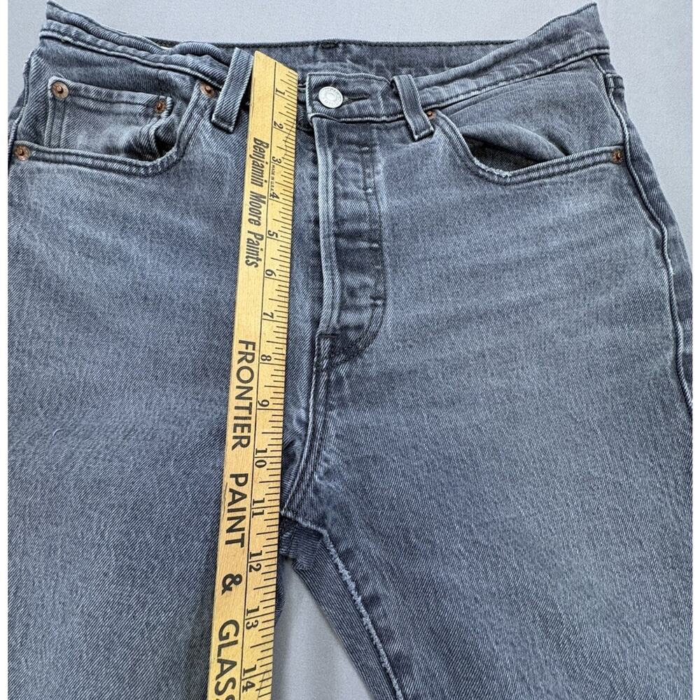 Levi’s Premium 501 Skinny Jeans Women’s 29x30 Black Distressed Big E Button Fly - Picture 3 of 13